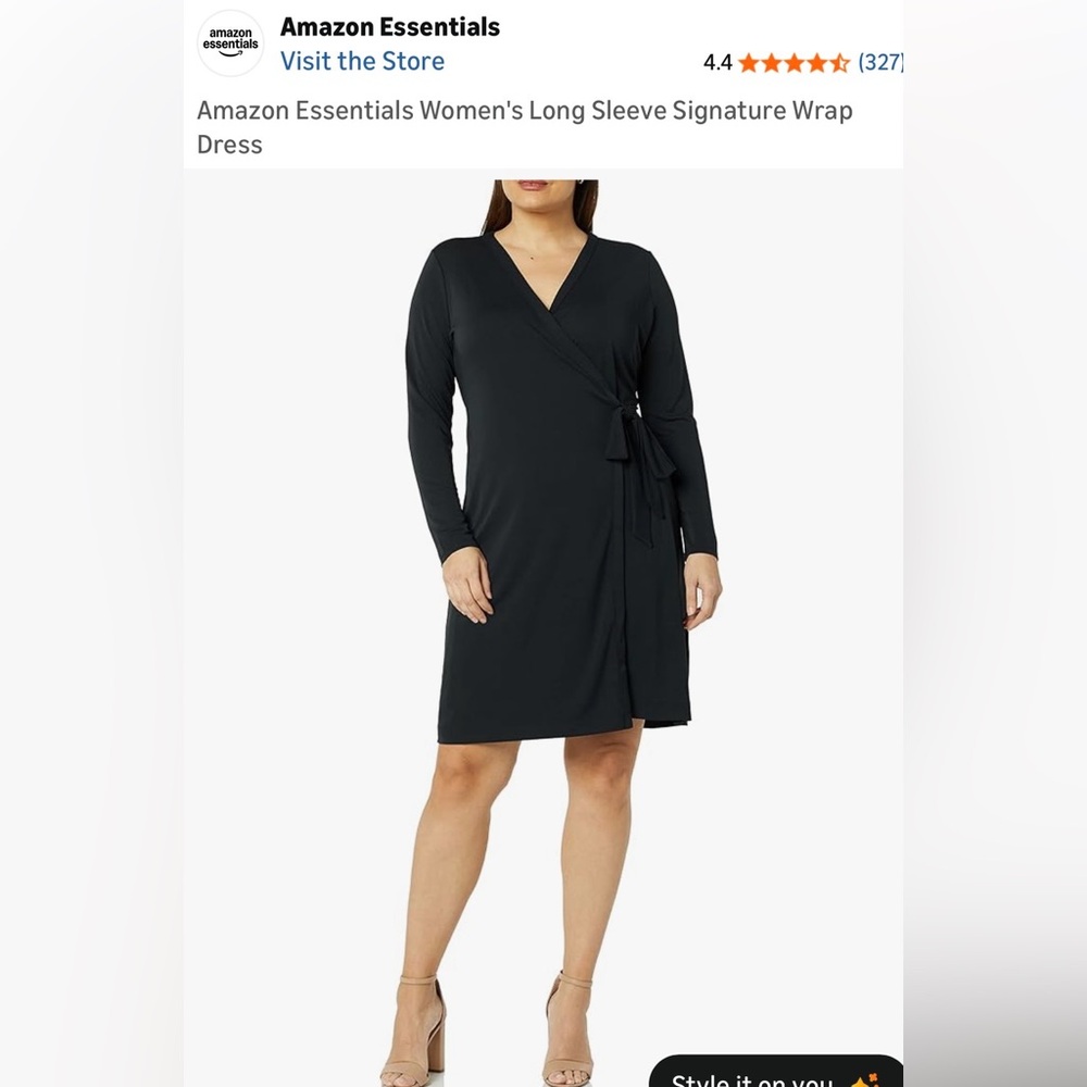Amazon Essentials Black Wrap Dress